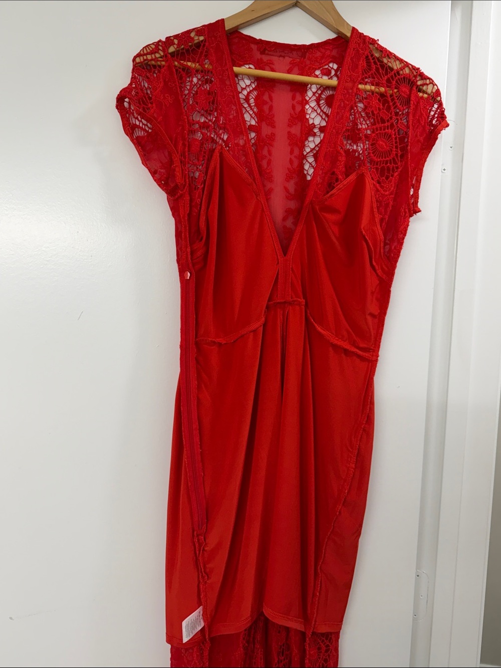 For Love & Lemons Red Lace Maxi Dress Size M - Picture 11 of 14